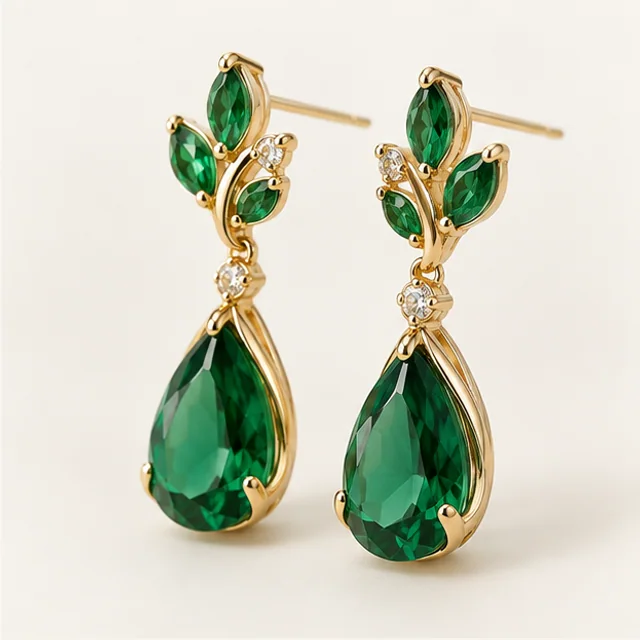 Cedar Green Crystal Earring — detail view