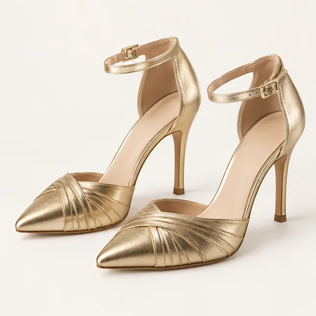 Gilded Evening Pumps — detail view